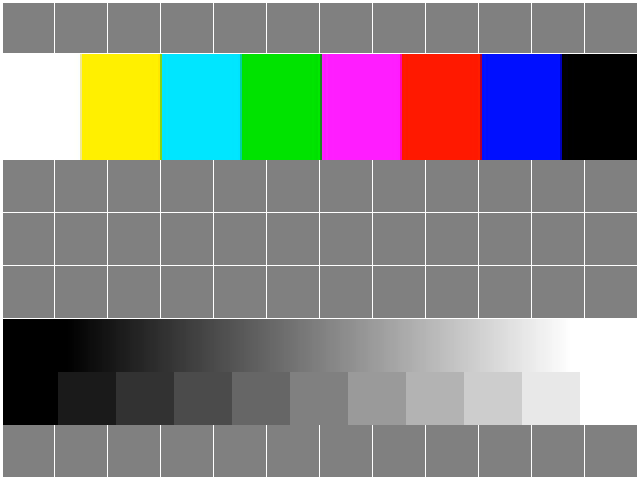 UC-XP2のテストパターンをVGA解像度で取り込んだ画像